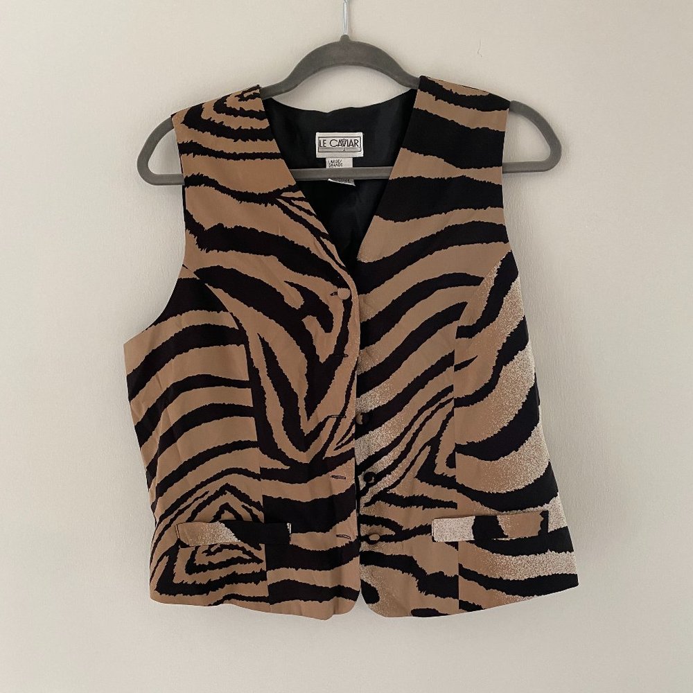 Vintage Le Caviar Animal Print Vest